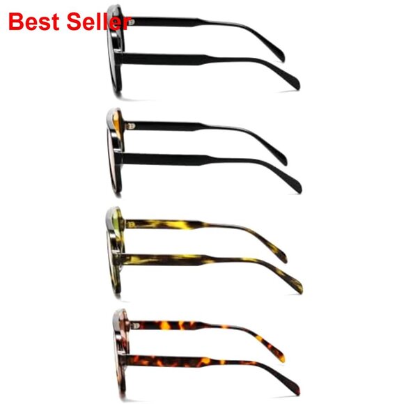 4 Pairs Retro 70s Square Aviator Sunglasses Oversized Vintage Shades main image 6